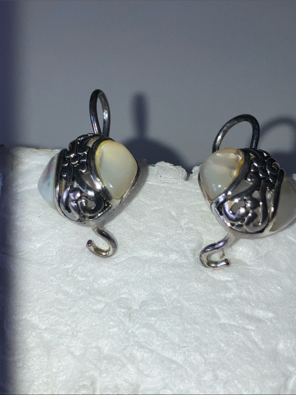 Silpada Sterling Silver Mother-of-Pearl Heart Drop Earrings - Picture 3 of 8